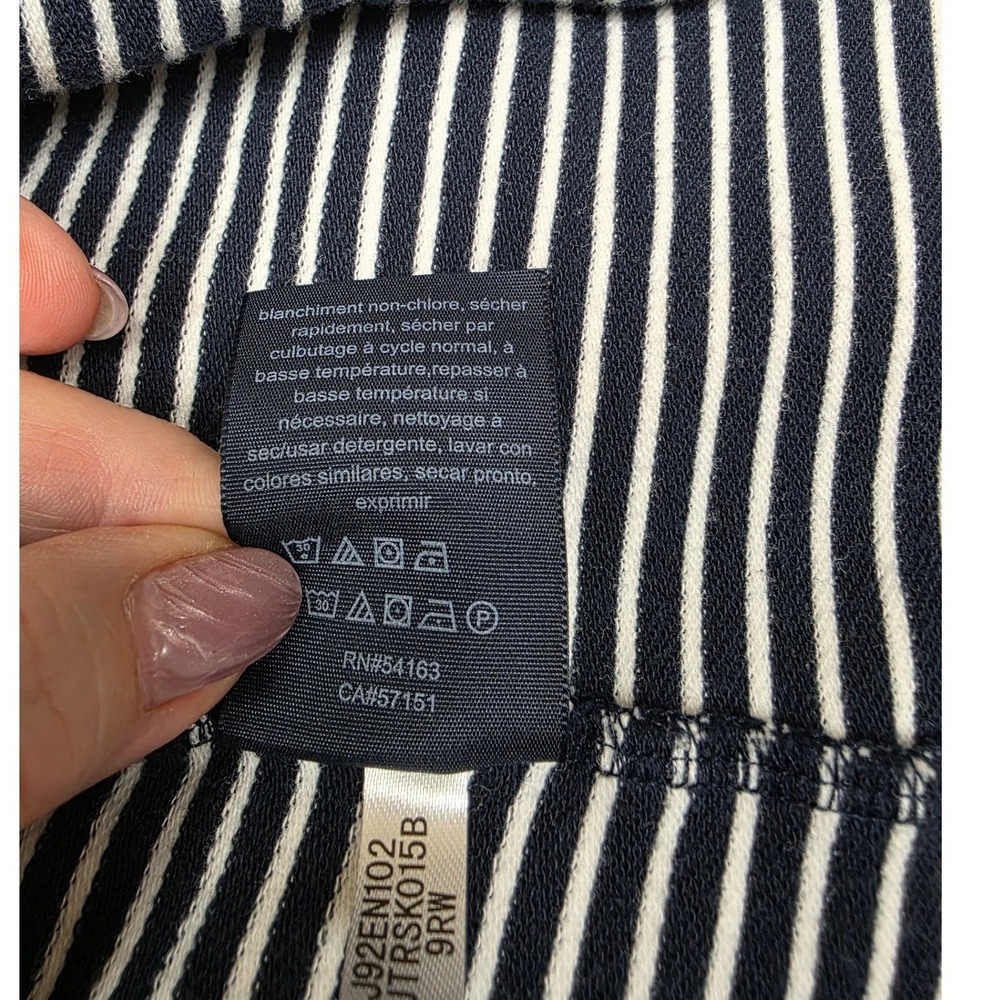 Tommy Hilfiger Womens Navy Blue White Striped Military Blazer Jacket Large L - Picture 5 of 9